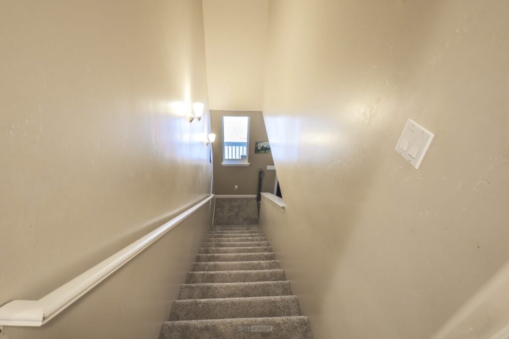A central coast vacation rental with a stairway leading to a bathroom in Paso Robles.