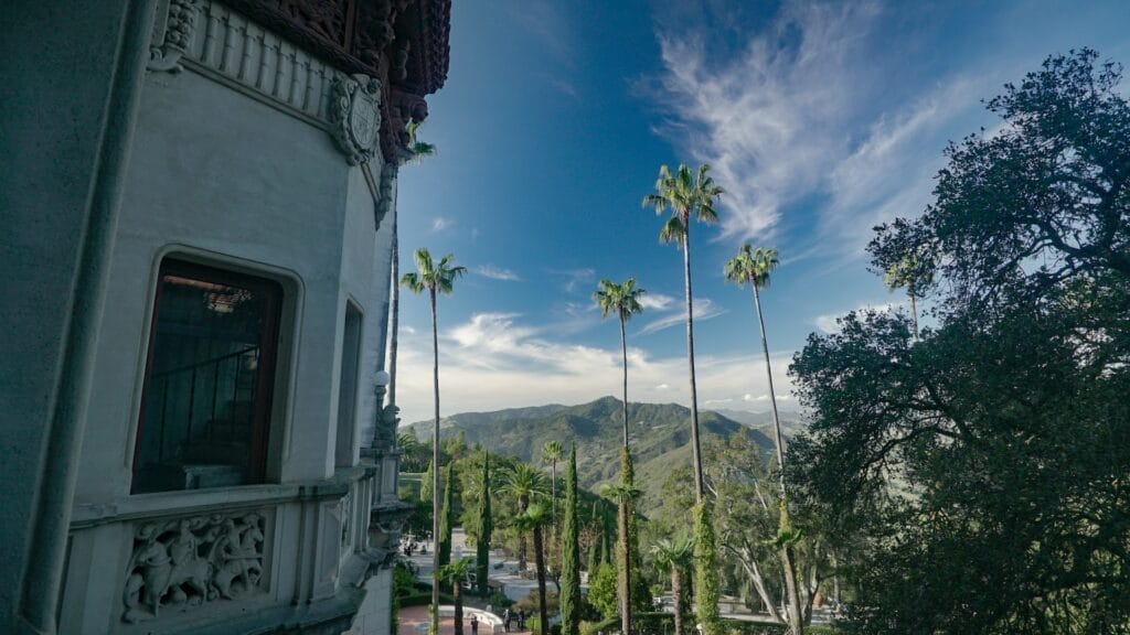 A view of a house with palm trees in the Morro Bay area.